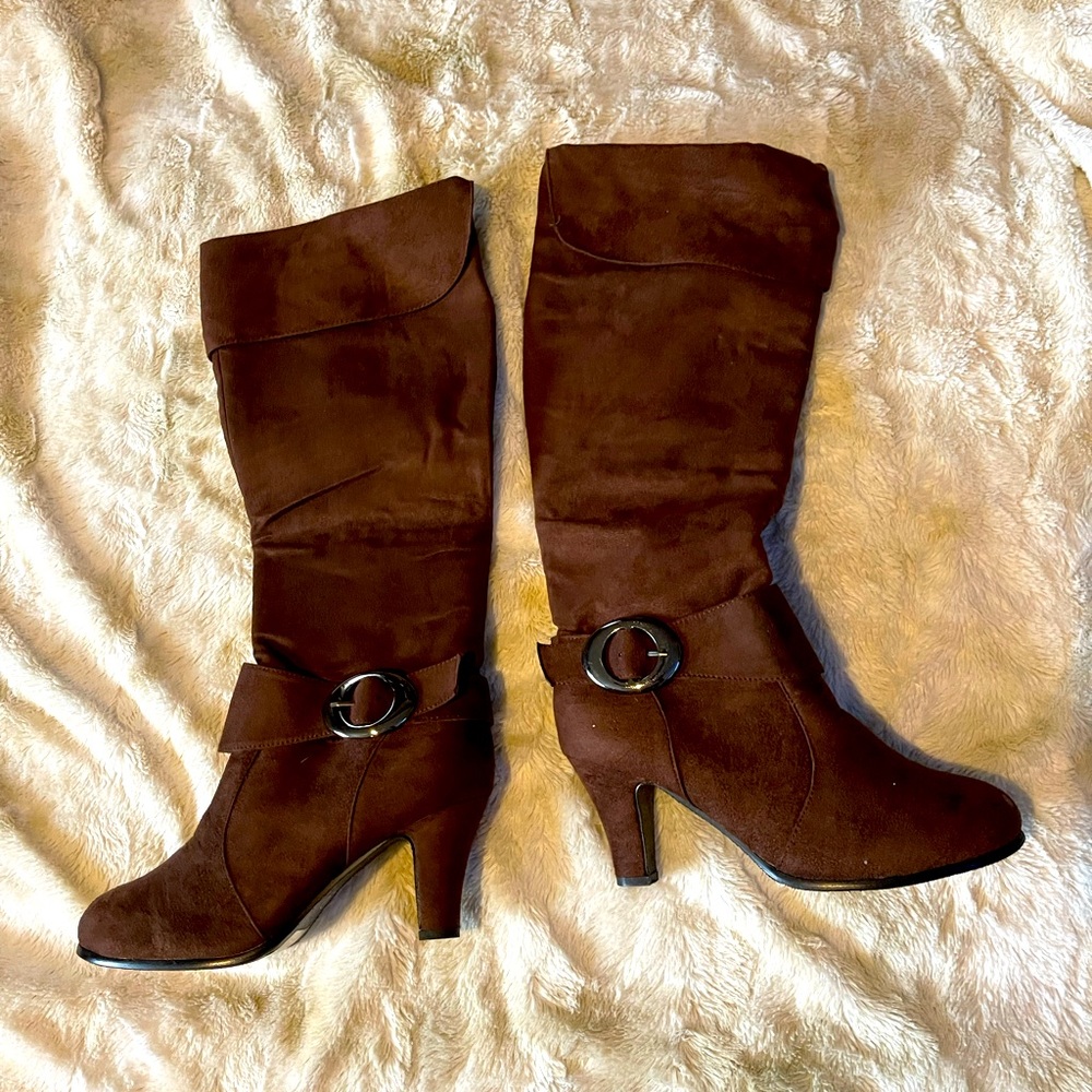 Brown knee high boots